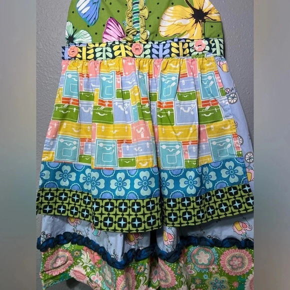 Matilda Jane Sz 8 Girls Dress Removable Apron Elephants Unicycle Colorful EUC. - Picture 4 of 9